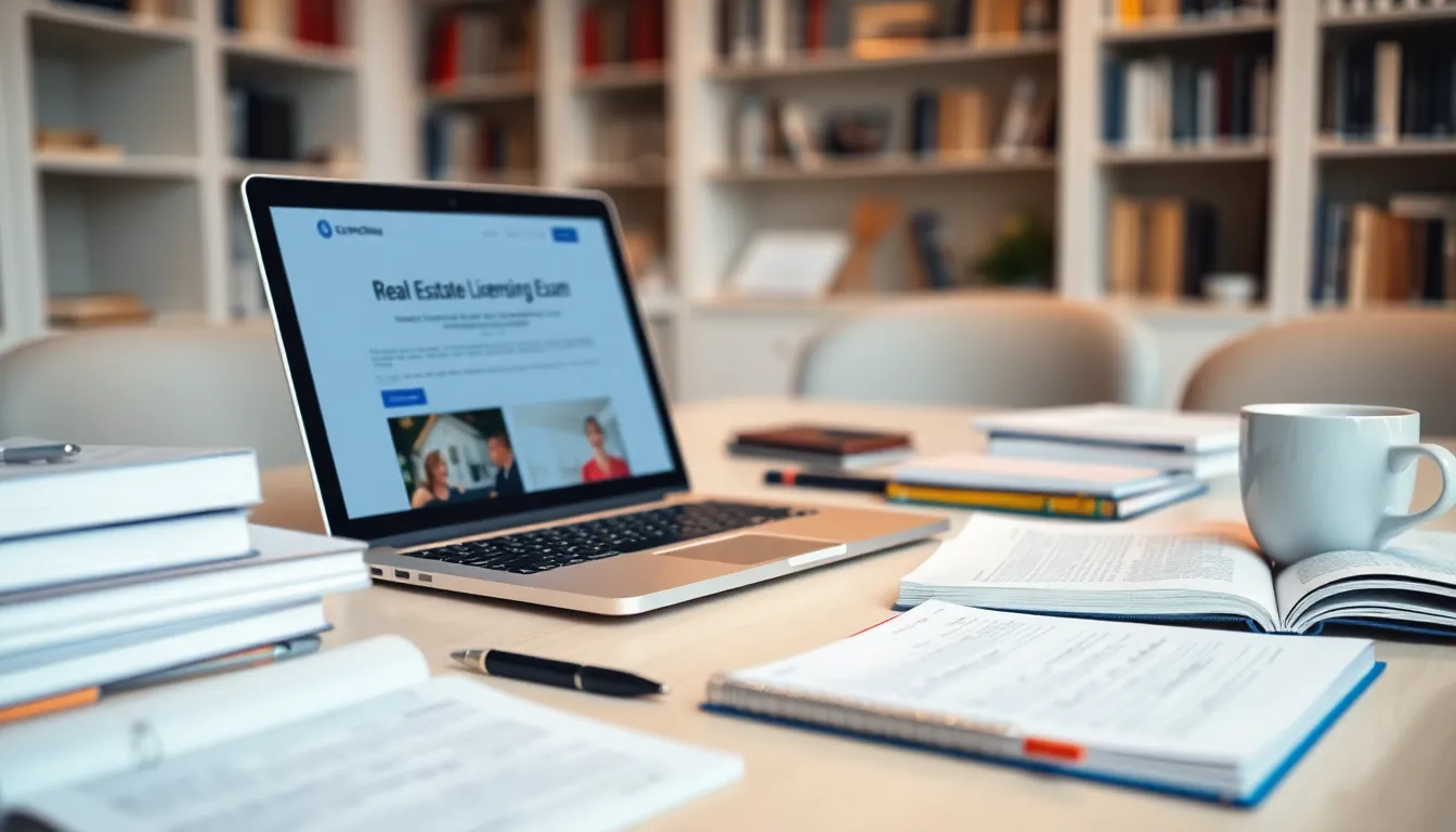 공인중개사 시험 준비에 집중하는 학생 이미지